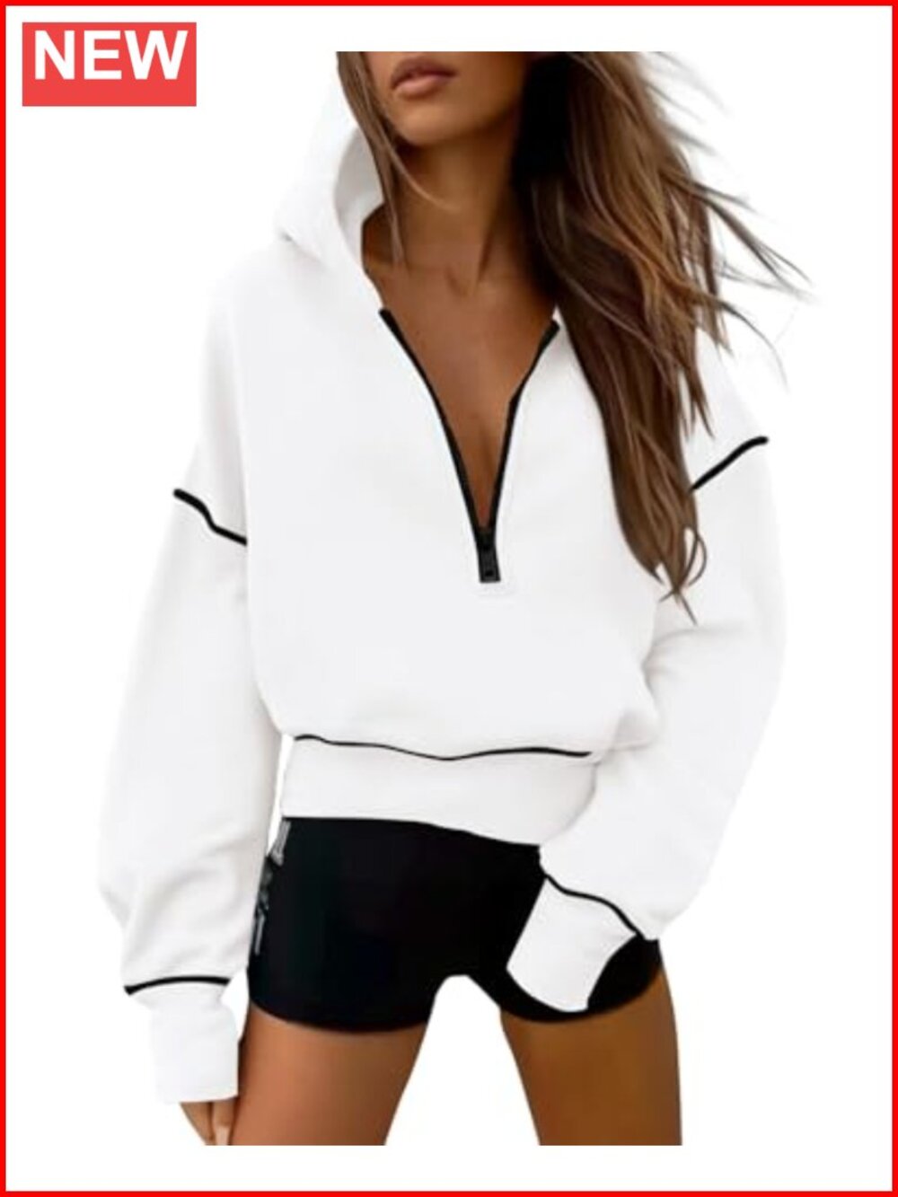 Women's Half Zip Cropped Hoodie Sweatshirt Fleece Lined Pullover
